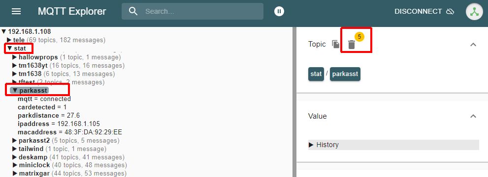 MQTT Explorer Purging Retained Topics