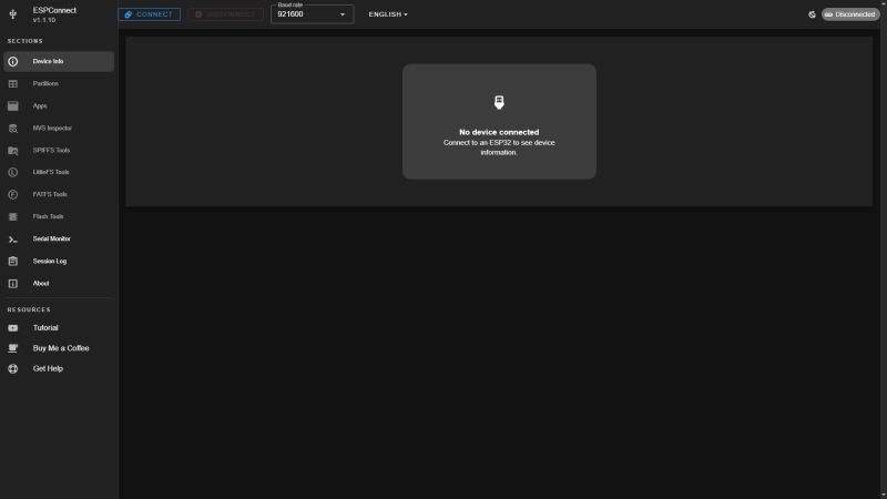 ESPConnect Tool Interface