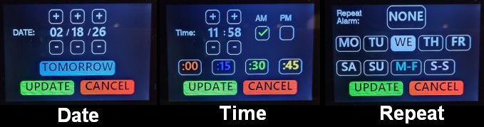 Alarm Edit Sub-menus