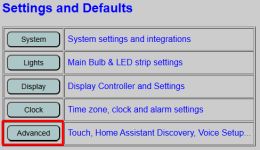 Advanced Settings Menu